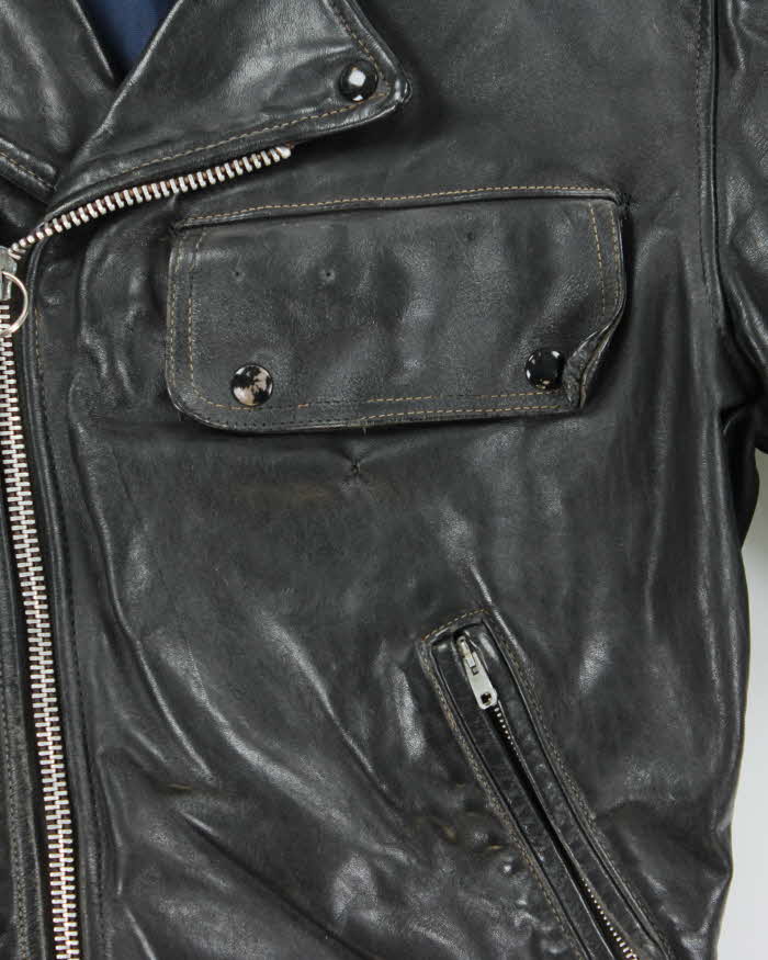 Vintage 60s Teddy Boy Leather Biker Jacket - M