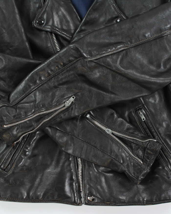 Vintage 60s Teddy Boy Leather Biker Jacket - M