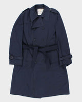 Vintage 1990s London Fog Navy Weatherproof Trench Coat - XL