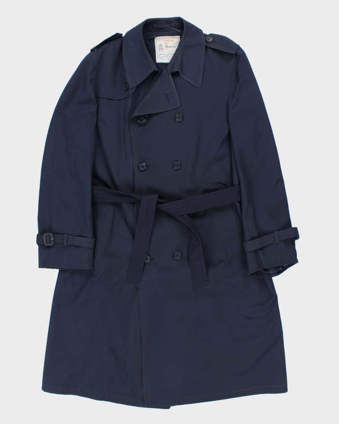 Vintage 1990s London Fog Navy Weatherproof Trench Coat - XL