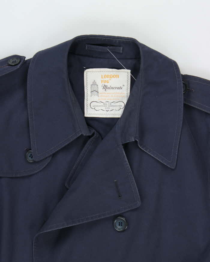 Vintage 1990s London Fog Navy Weatherproof Trench Coat - XL