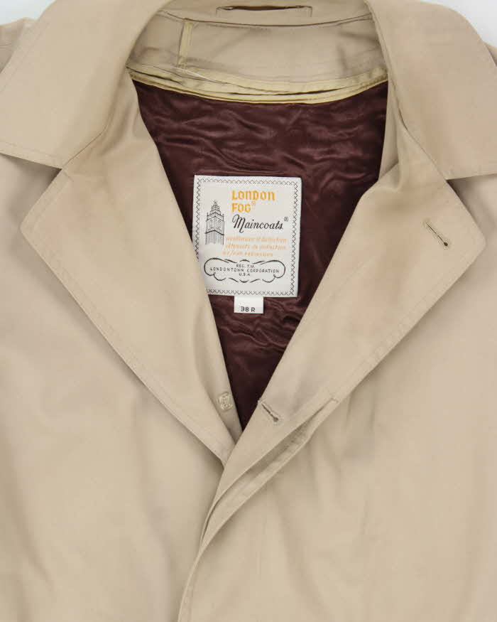 Vintage 1980s London Fog Beige Wool Insulated Oversized Weatherproof Mac - M