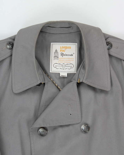 Vintage 1980s London Fog Grey Oversized Weatherproof Trench Coat - L