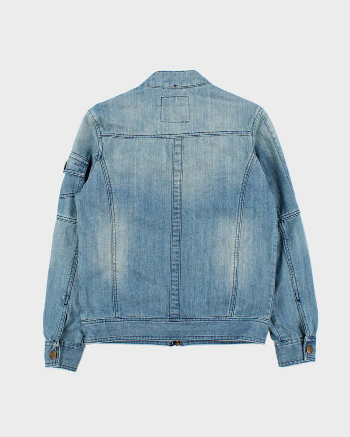 Vintage Y2K 00s G-Star Raw Embroidered Moto Denim Jacket - M