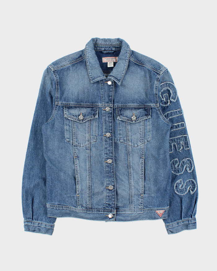 Guess Jeans Fringe Logo Light Denim Jacket - M