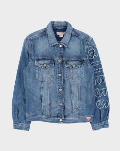 Guess Jeans Fringe Logo Light Denim Jacket - M