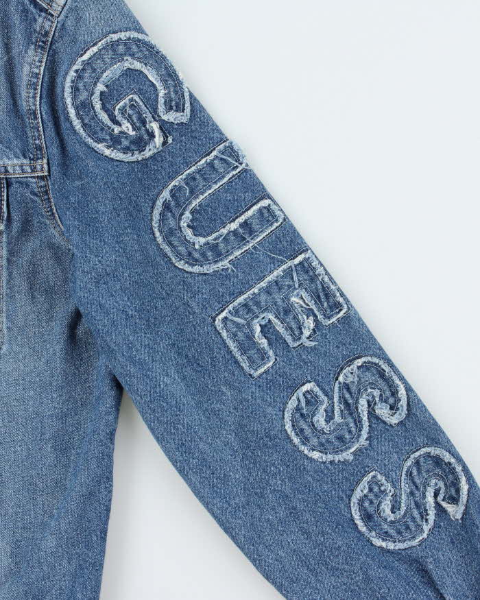 Guess Jeans Fringe Logo Light Denim Jacket - M
