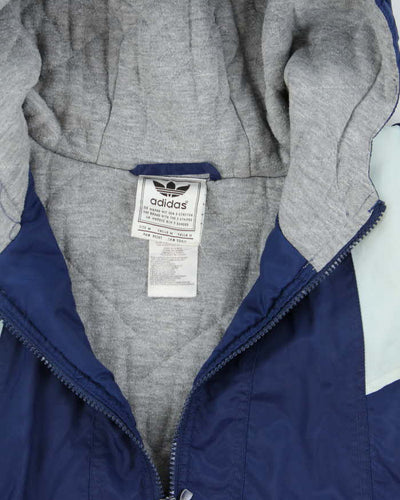 Vintage 1990s Adidas Originals Quilt Lined Hooded Zip Up Jacket - M