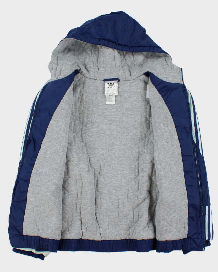 Vintage 1990s Adidas Originals Quilt Lined Hooded Zip Up Jacket - M