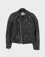 Vintage 1980s Black Excelled US Made Classic Leather Biker Jacket - S