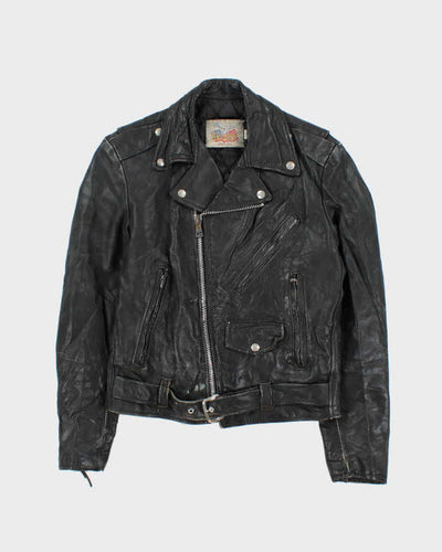 Vintage 1980s Black Excelled Made In U.S.A Leather Biker Jacket - S