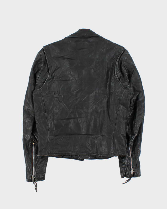 Vintage 1980s Black Excelled Made In U.S.A Leather Biker Jacket - S