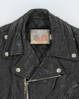 Vintage 1980s Black Excelled US Made Classic Leather Biker Jacket - S