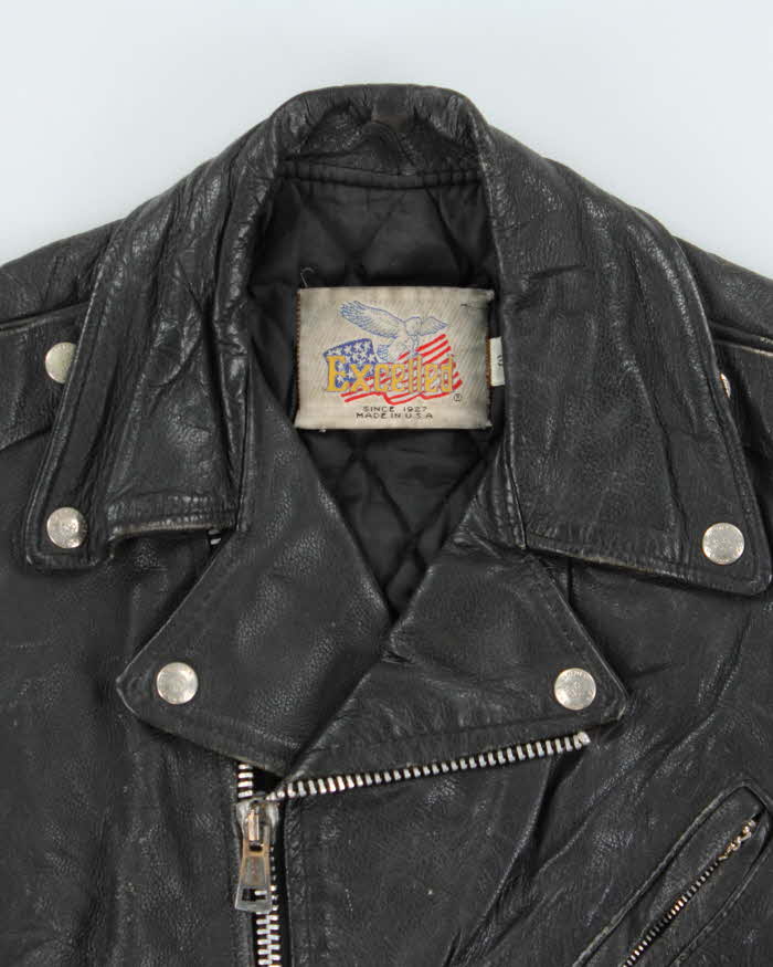 Vintage 1980s Black Excelled Made In U.S.A Leather Biker Jacket - S