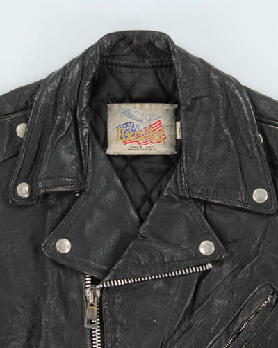 Vintage 1980s Black Excelled Made In U.S.A Leather Biker Jacket - S