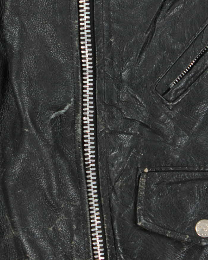 Vintage 1980s Black Excelled US Made Classic Leather Biker Jacket - S