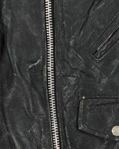 Vintage 1980s Black Excelled Made In U.S.A Leather Biker Jacket - S