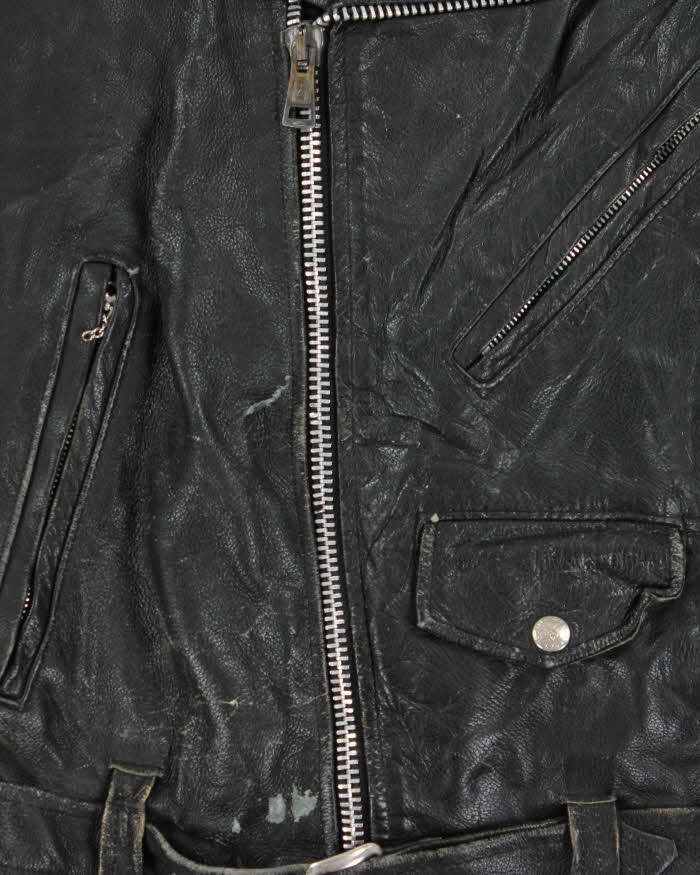 Vintage 1980s Black Excelled US Made Classic Leather Biker Jacket - S