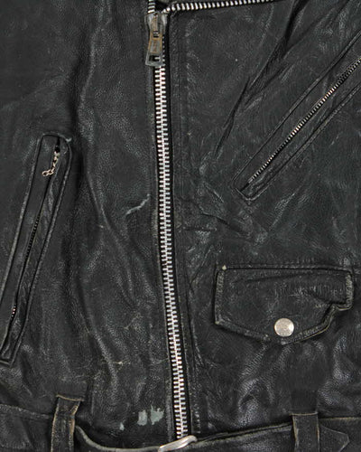 Vintage 1980s Black Excelled Made In U.S.A Leather Biker Jacket - S