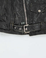 Vintage 1980s Black Excelled US Made Classic Leather Biker Jacket - S