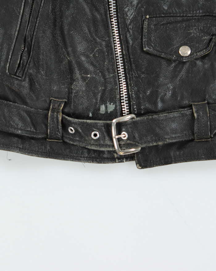 Vintage 1980s Black Excelled Made In U.S.A Leather Biker Jacket - S