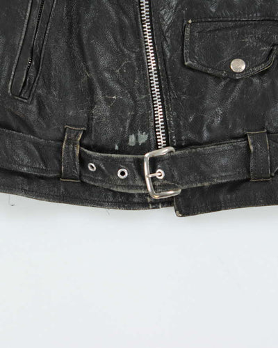 Vintage 1980s Black Excelled Made In U.S.A Leather Biker Jacket - S