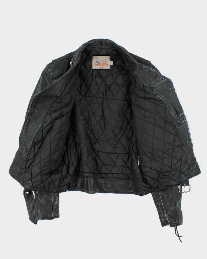 Vintage 1980s Black Excelled Made In U.S.A Leather Biker Jacket - S