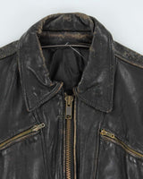 Vintage 1960s Black Buffalo Leather Biker Jacket - M