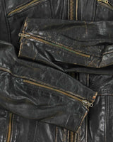 Vintage 1960s Black Buffalo Leather Biker Jacket - M