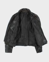 Vintage 1960s Black Buffalo Leather Biker Jacket - M