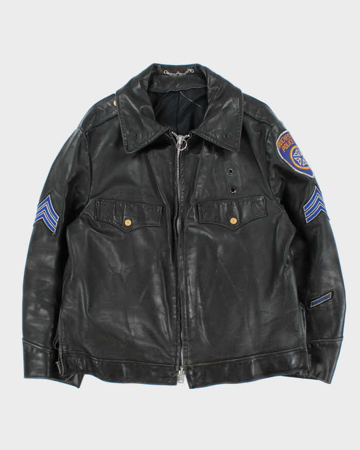 Vintage 1990s New York State Rochester Police Department Leather Jacket - XL