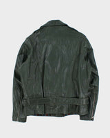 Vintage 1970s British Racing Green Shields Classic Leather Moto Biker Jacket - L