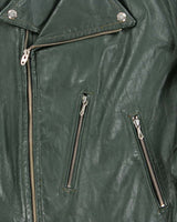 Vintage 1970s British Racing Green Shields Classic Leather Moto Biker Jacket - L
