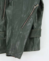 Vintage 1970s British Racing Green Shields Classic Leather Moto Biker Jacket - L