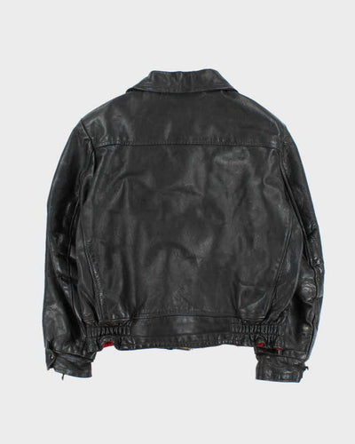 Vintage 1950s Black Sherpa Lined Leather Flight Jacket - M