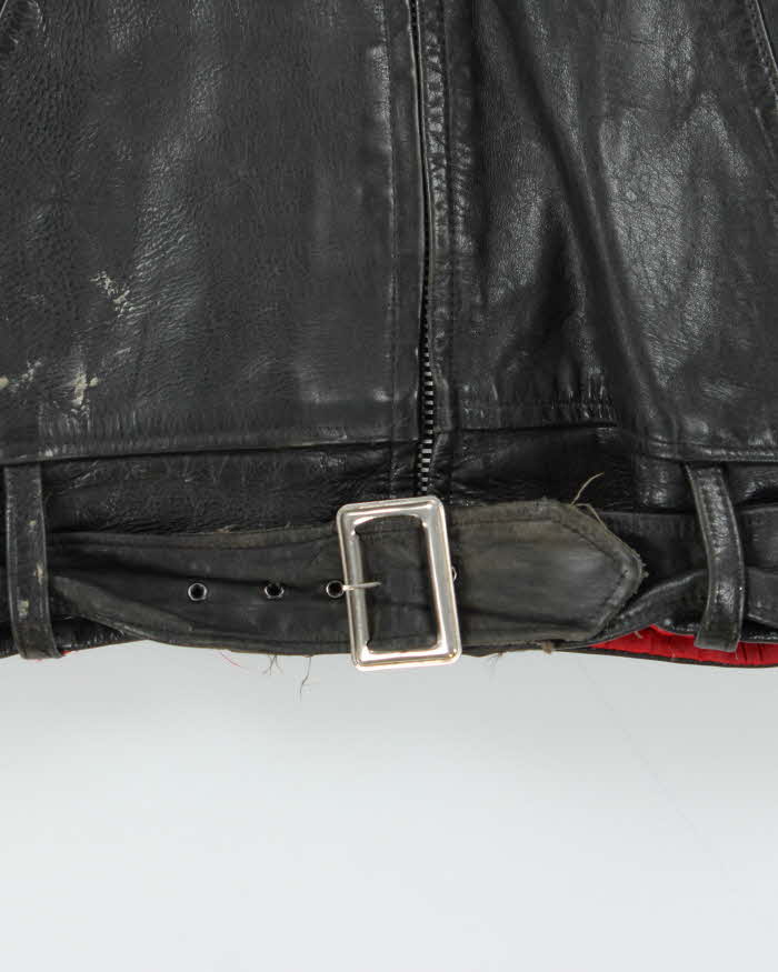 Vintage 1950s Black Sherpa Lined Leather Flight Jacket - M