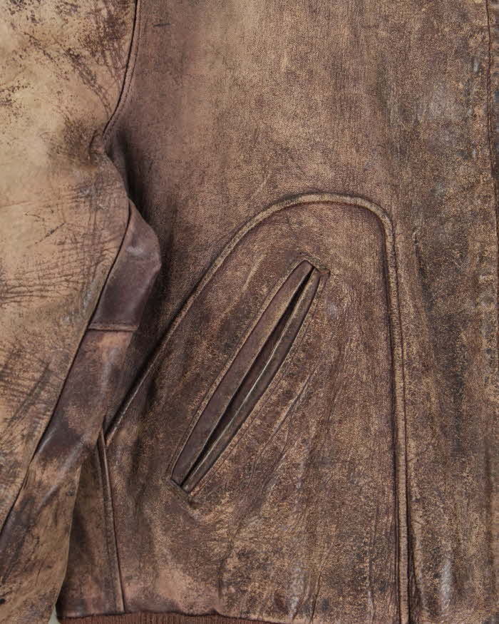 Vintage 1950s Brown Distressed Leather Flight Jacket - L