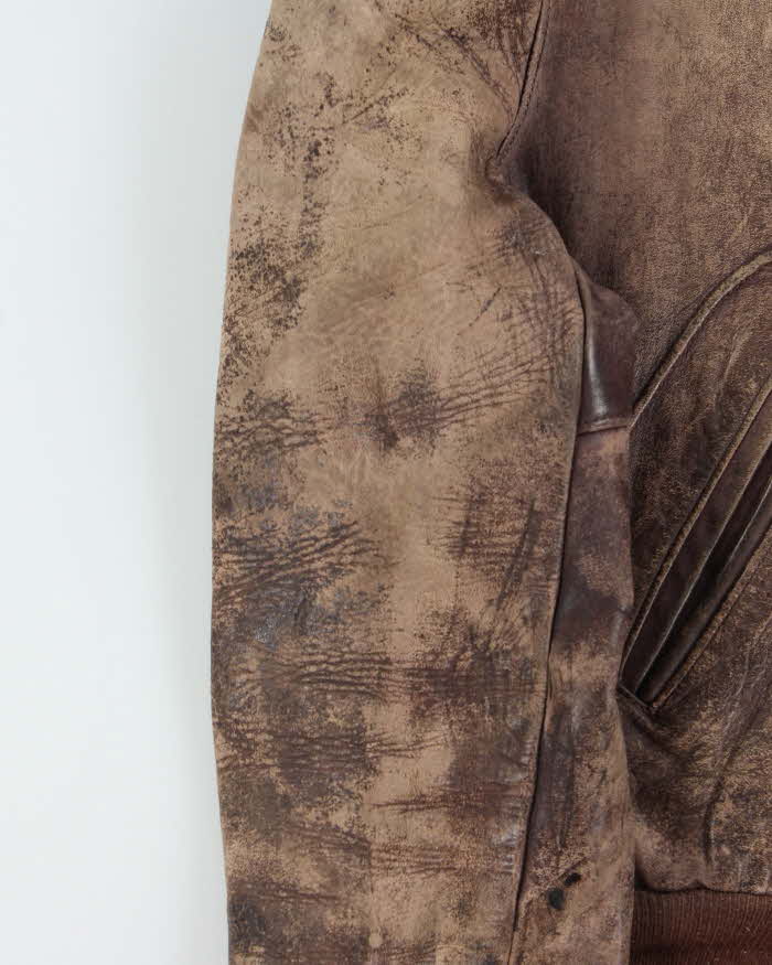 Vintage 1950s Brown Distressed Horsehide Leather A2 Style Flight Jacket - L