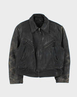 Vintage 1980s Black Quilt Lined Leather Biker Jacket - M