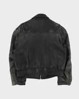Vintage 1980s Black Quilt Lined Leather Biker Jacket - M