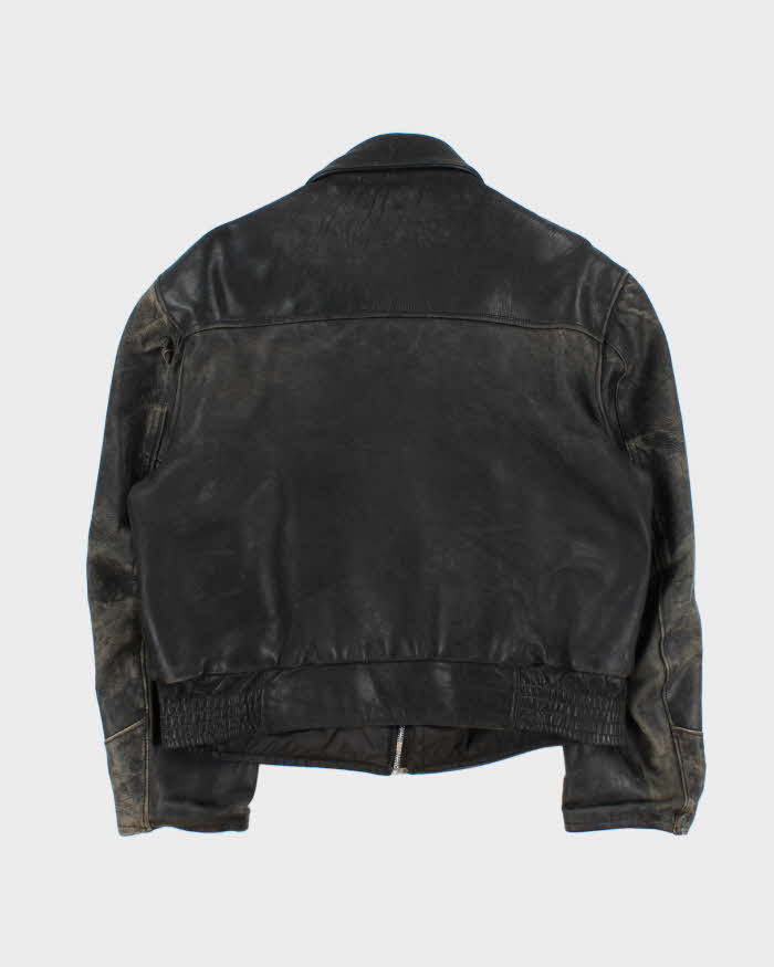 Vintage 1980s Black Quilt Lined Leather Biker Jacket - M