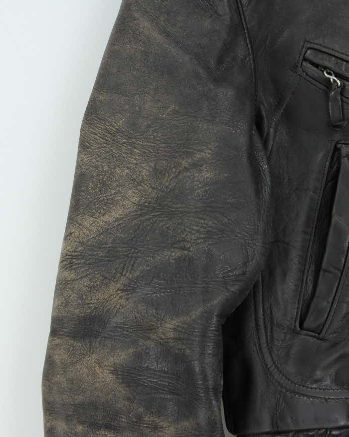 Vintage 1980s Black Quilt Lined Leather Biker Jacket - M