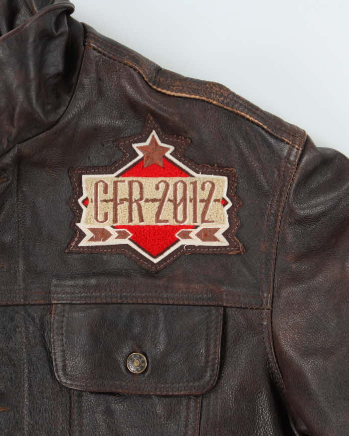 Vintage Frontier Rodeo Brown Quilt Lined Leather Jacket - L