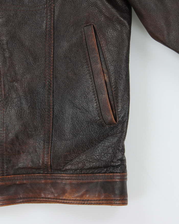 Vintage Frontier Rodeo Brown Quilt Lined Leather Jacket - L