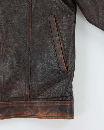 Vintage Frontier Rodeo Brown Quilt Lined Leather Jacket - L