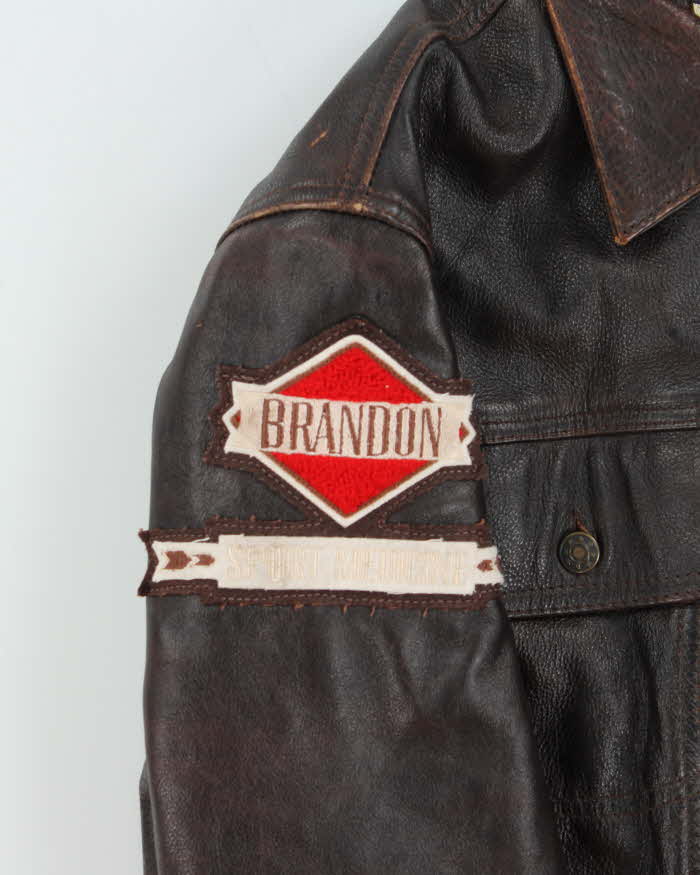 Vintage Frontier Rodeo Brown Quilt Lined Leather Jacket - L