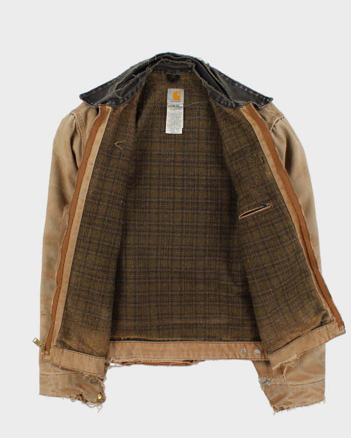00s carhartt detroit jacket J97 裏地チェック Vintage 00s Tan Carhartt J97 Detroit Blanket Lined Oversized