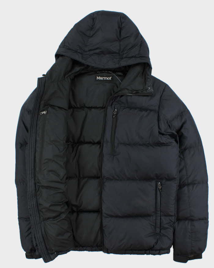Vintage Black Marmot 700 Fill Hooded Puffer Jacket - L
