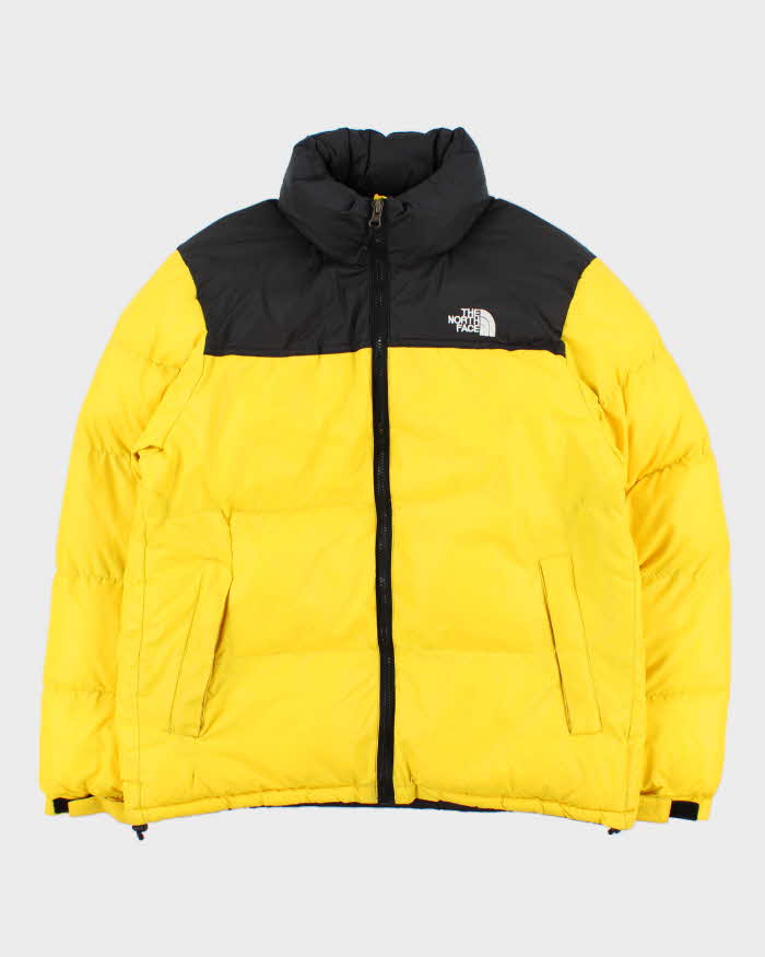 Vintage Black &amp; Yellow The North Face Hooded Puffer Jacket - L
