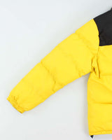 Vintage Black &amp; Yellow The North Face Hooded Puffer Jacket - L